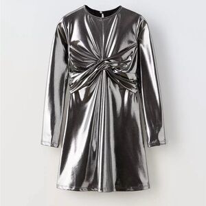 Zara Shimmering Silver Twist Dress